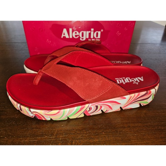 Alegria Shoes - Alegria Anah I got you babe Red Leather Platform Sandals Size 42 US‎ 11/11.5 NEW